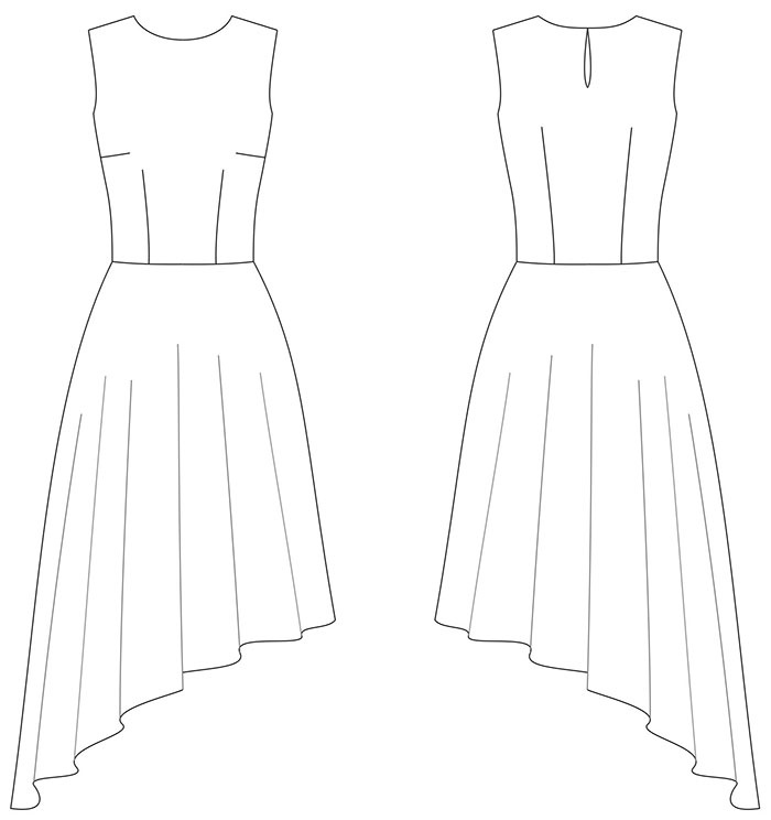 Платье с асимметричной юбкой. Инструкция по пошиву фото