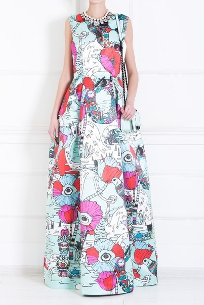 Платье в пол с принтом. Инструкция по распечатке выкроек и последовательность пошива фото