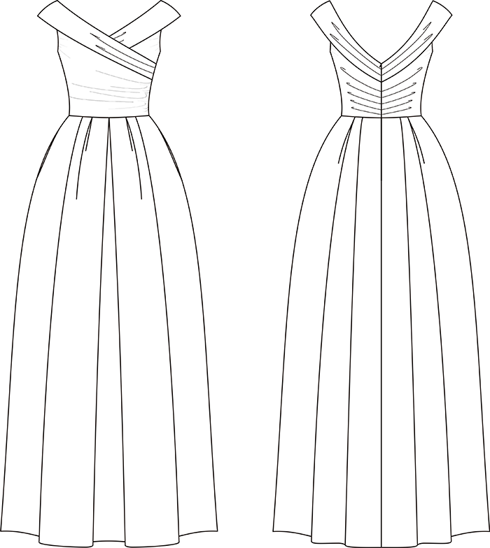 Вечернее платье с открытой спиной. Инструкция по распечатке выкроек и пошиву фото