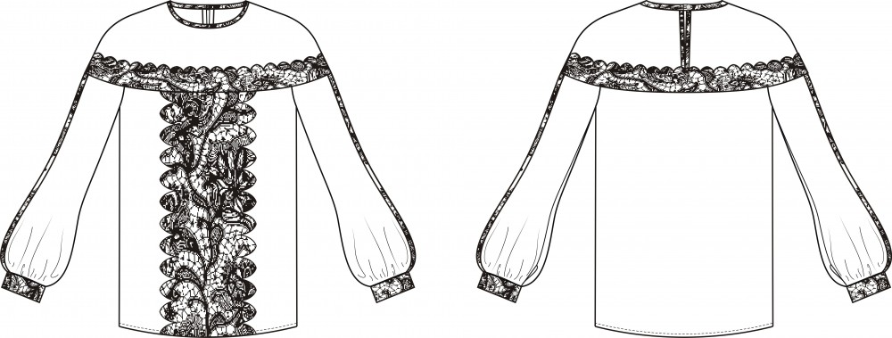 Блузка с кокеткой. Инструкция по пошиву и печати выкроек фото