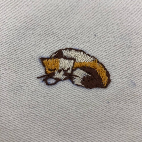 Спящий котик: бесплатный мастер-класс по ручной вышивке гладью фото