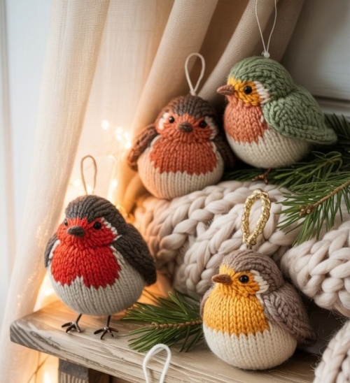 Вязаные ёлочные игрушки: тёплое украшение для зимнего дома фото