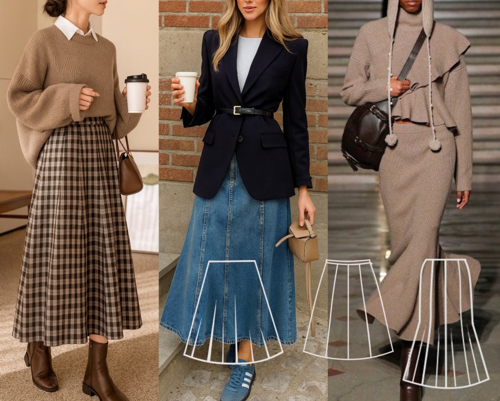 Выкройки юбок по косой: полусолнце, восьмиклинка, годе фото