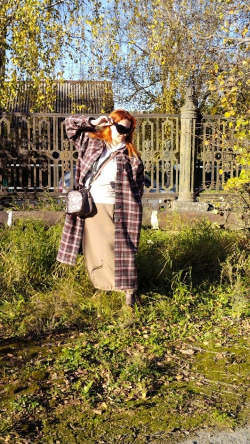 Тёплая осень в любимом пальто-рубашке фото
