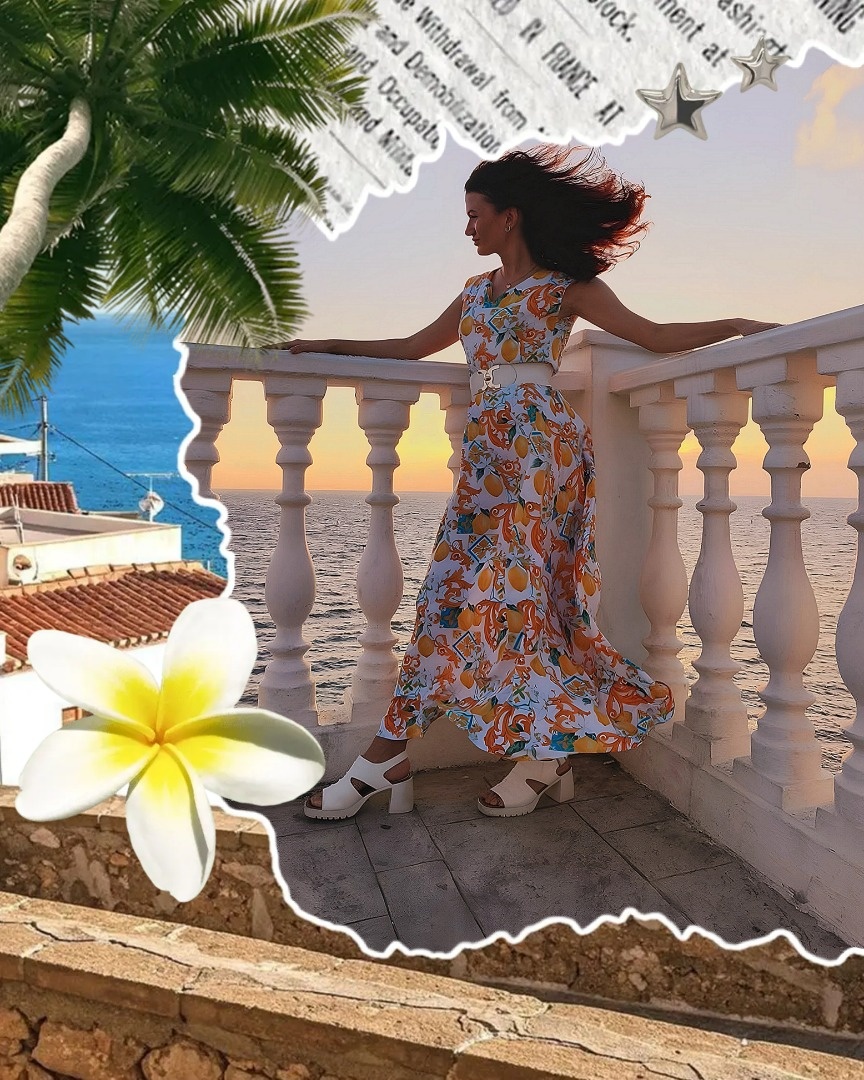 Летнее платье с лимончиками фото