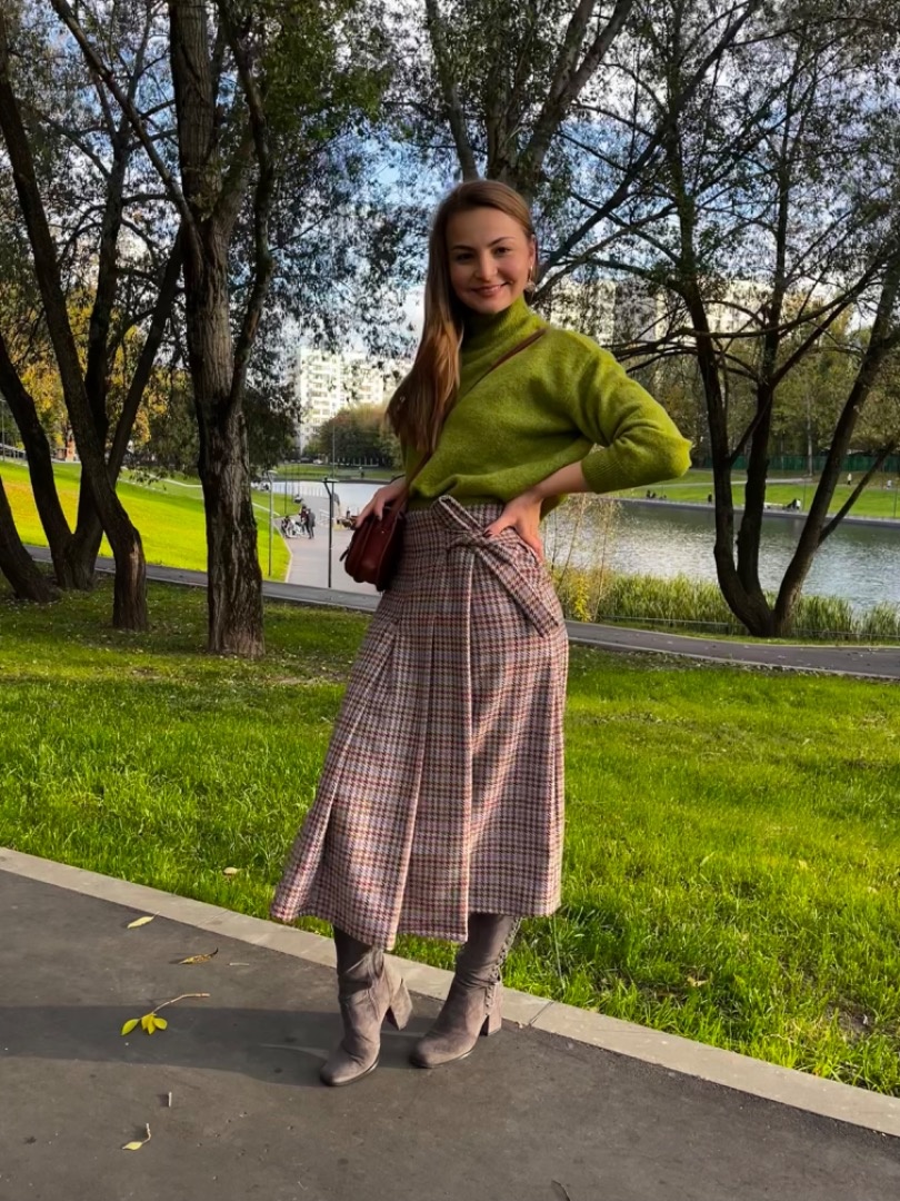 Юбка-килт в нежную гусиную лапку фото