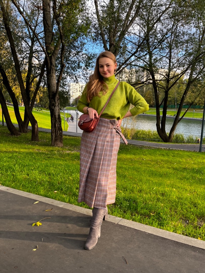 Юбка-килт в нежную гусиную лапку фото