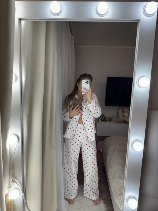 Пижама из фланели в сердечко 