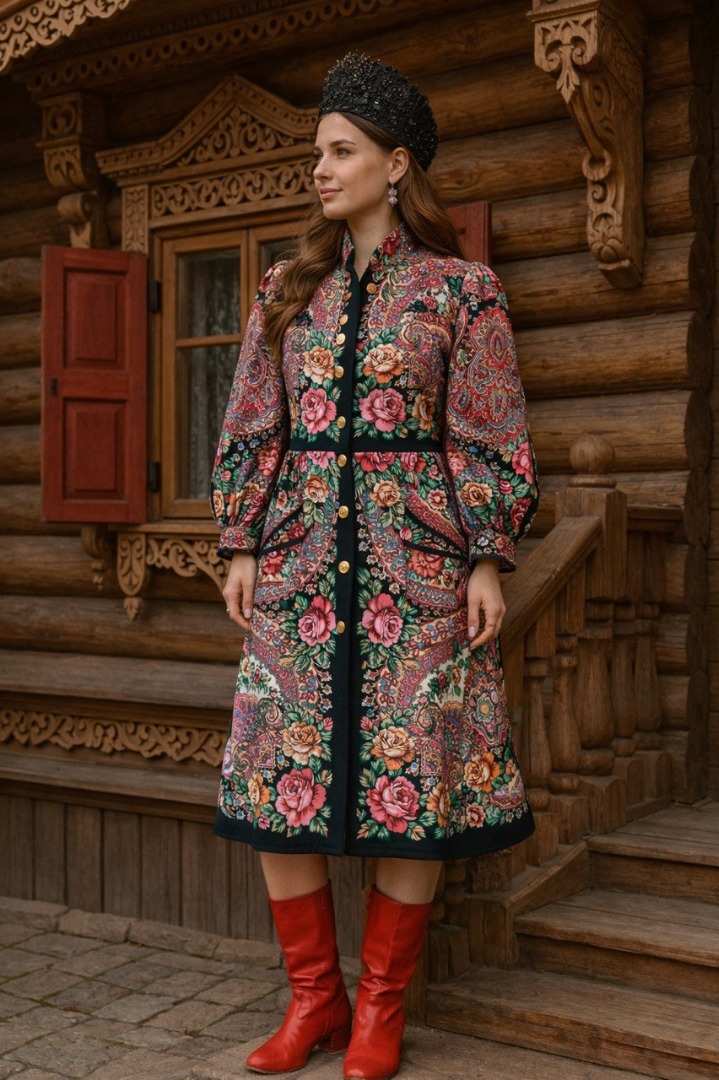 Красота павловопосадских платков в одежде фото