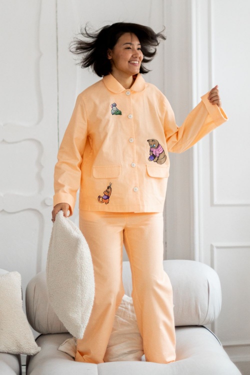 Выкройка пижамных брюк. Коллекция с котиками «Миу»_normal