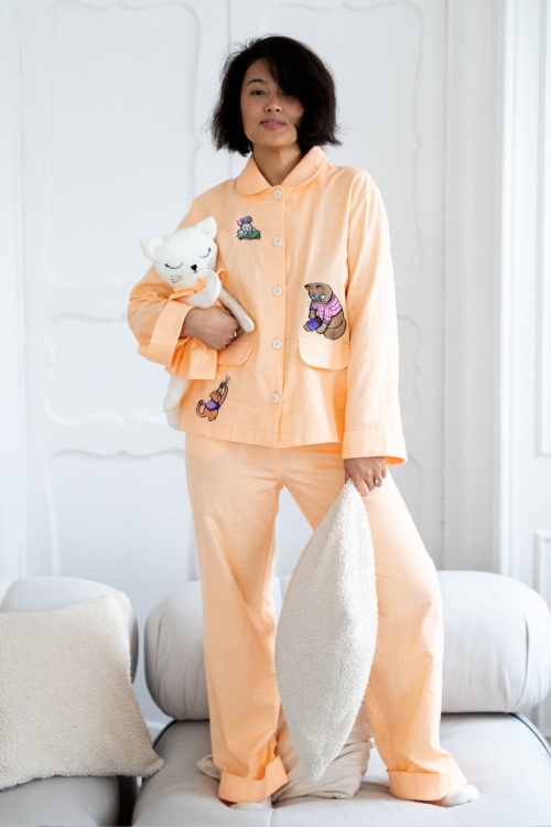 Выкройка пижамной рубашки. Коллекция с котиками «Миу»_normal