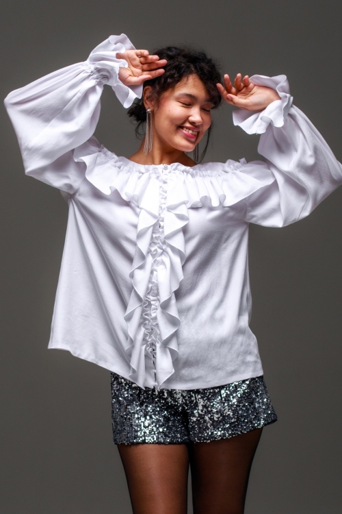 Выкройка блузы с рюшами. Праздничная коллекция «Джоконда»_normal