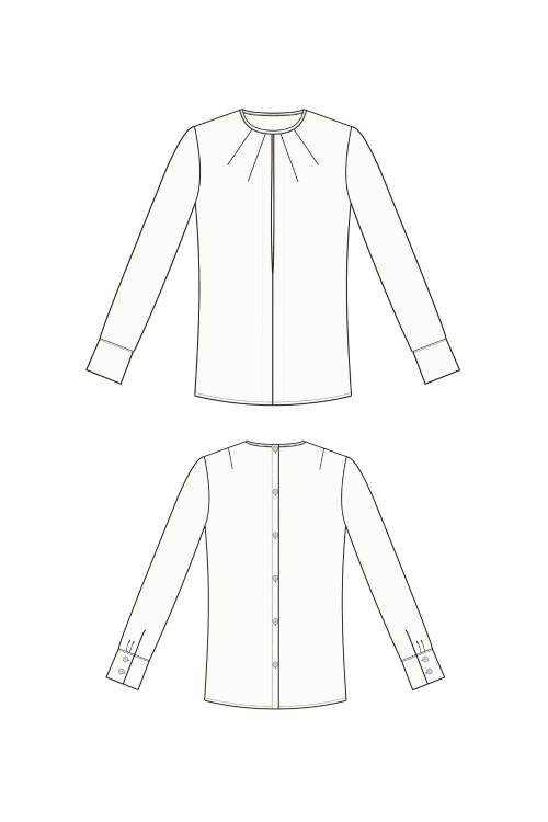 Выкройка блузы с защипами у горловины_normal