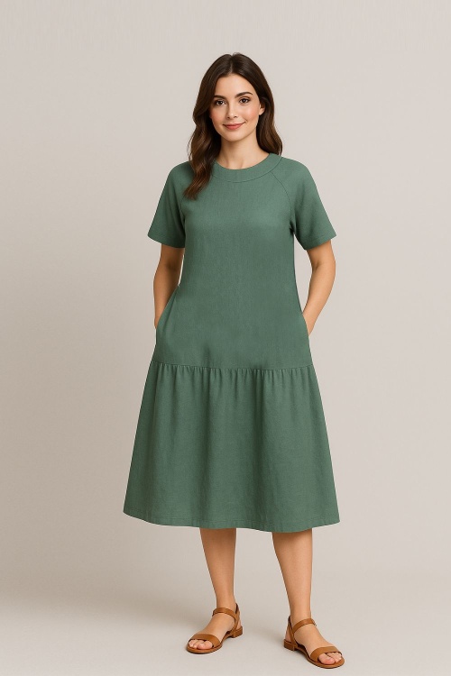 Выкройка платья А-силуэта с рукавом-реглан_normal