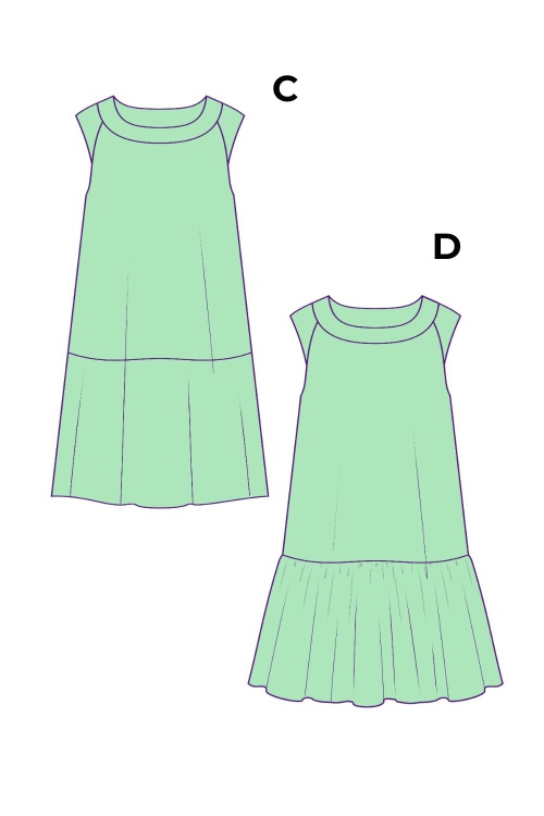 Выкройка платья А-силуэта с рукавом-реглан_normal
