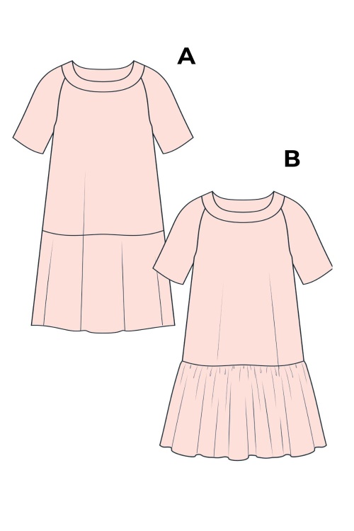 Выкройка платья А-силуэта с рукавом-реглан_normal