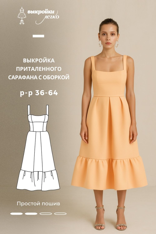 Выкройка приталенного сарафана с оборкой_normal